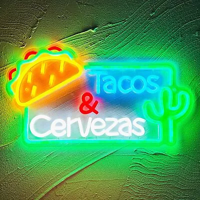 $83.99 • Buy TACOS Open Neon Sign Custom LED Light Snack Bar Wall Decor For Restaurant Food