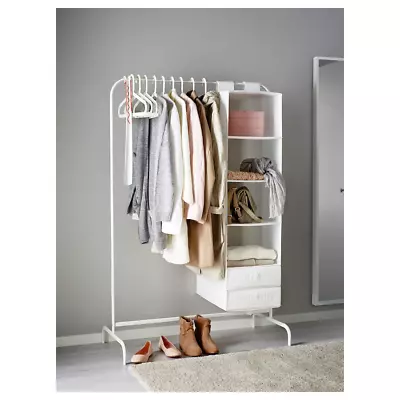 IKEA MULIG White Metal Clothes Rail Scandi 99 X 152 Cm (Collection Only) • £6.50