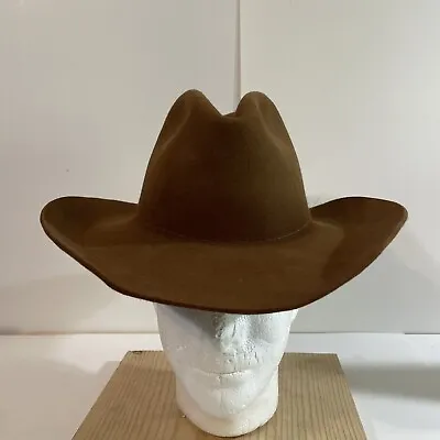 Vtg Beaver Brand Cowboy Hat Men 6 3/4 Brown Fur Felt Clean Lined Custom • $53.62
