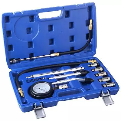 11 Pcs Cylinder Compression Tester Gas Engine Gauge Kit Tool Auto Car Motorcycle • $28.55