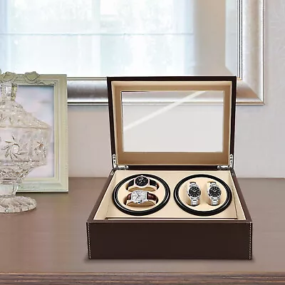 Luxury 4+6 Automatic Watch Winder Box Wooden Watch Display Case Storage Box Gift • $61.43