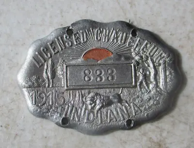 Indiana 1915 Motor Vehicle Law Registered Chauffeur Badge   # 833 • $67.50