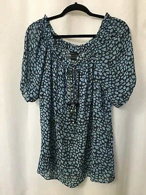 Victoria Secret MODA International Peasant Top Semi Sheer Size Large  Beaded A9 • $10.33