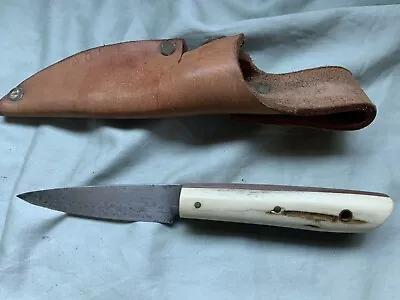 $45 • Buy Vintage Knife With Carbon Steel Blade Bone Handle With Sheath