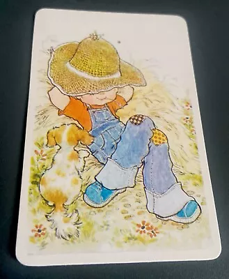 Vintage 1970s Sarah Kay Children's Blank Back Swap Card Boy Dog Haystack • $5.75