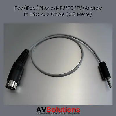 IPod/iPad/iPhone/MP3/PC/TV/Android To Bang & Olufsen B&O AUX Cable 0.5 M. NR S:1 • £9.50