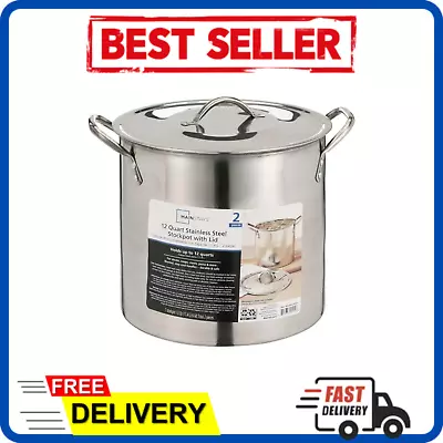 Stainless Steel Pot With Lid Cooking Kitchen Soup Stew Sauce Stockpot 12 Quart • $16.99