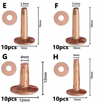 £4.67 • Buy Solid Brass/Copper 10-19mm Hose Saddlers Rivets With Setting Accessory Tool UK