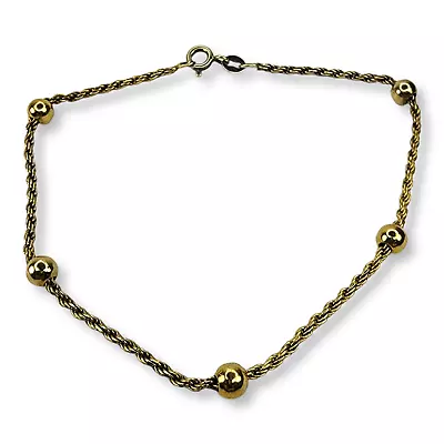 Vintage Sterling Silver 925 Gold Vermeil Chain And Ball Anklet • $34.99