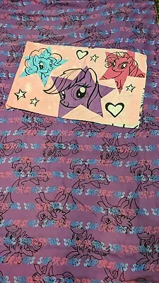 My Little Pony Full Fitted Bed Sheet + Pillow Case Purple Super Stars 2014 • $11.95