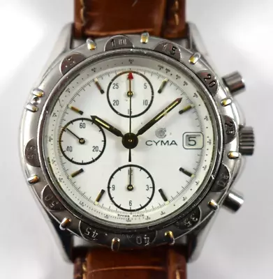 Vintage Cyma Automatic Chronograph 17J Valjoux 7750 Wrist Watch Runs Lot.rd • $599.99