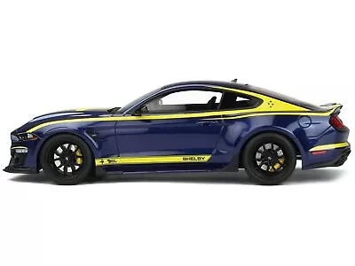 2021 Shelby Mustang Super Snake Coupe Blue Metallic With Yellow Stripes 1/18 Mo • $207.96