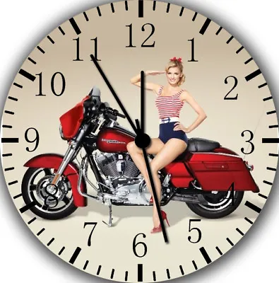 American Girl Motorcycle Frameless Borderless Wall Clock Nice Gifts Or Decor Z14 • $22.95
