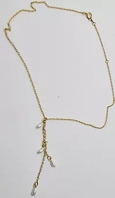 Vtg Sarah Coventry Goldtone Chain W 3 Inch Fall W Faux Pearls Necklace 16 Inch • $9.98