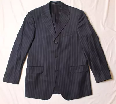 Genuine Gianni Soprano 2 Piece Navy Wool Pin Stripe Suit 42R 32 X 34 • $79.99