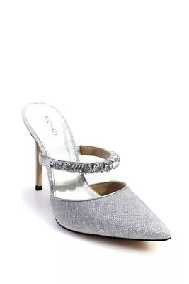 Michael Michael Kors Womens Glitter Crystal Jessa Mule Pumps Silver Size 7.5M • $59