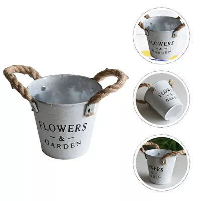  Iron Flower Pot Farmhouse Jug Vase Decorative Metal Galvanized Planter • £10.65