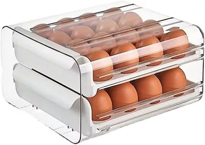 32 Egg Tray Egg Holder Storage Box Fridge Clear Double-Layer Type Egg Dispenser • £8.45