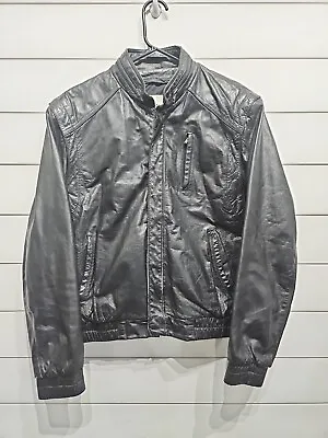 Vtg Wilsons Full Zip Leather Black Motorcycle Cafe Racer Jacket Coat Mens 42 • $79.95