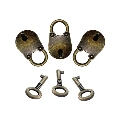 3 Pcs Old Vintage Antique Style Mini Padlocks Key Lock Bronze Retro Jewelry Lock • $9.99