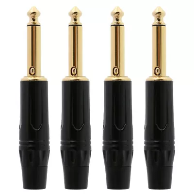 4PCS 1/4  6.35mm Straight Guitar Silent Plug Gold Plated Mono Audio Connector • $9.76