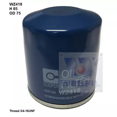 Wesfil Cooper Oil Filter Z418 WZ418   • $17.65