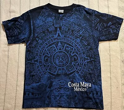 Vintage Costa Maya Mexico Aztec Mayan Calendar AOP T Shirt M 3D Graphic • $39.95