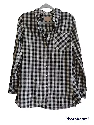 Skies Are Blue Buffalo Plaid Tunic Womens Small Long Sleeve Button Up Shirt • £19