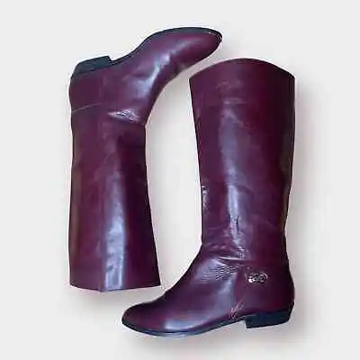 90s Etienne Aigner Burgundy Equestrian Style Boots • $108