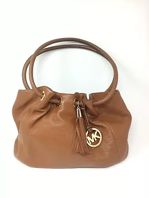 Michael Kors Astor Large Ring Hobo Tote Bag Purse Congac Pebbled Leather • $60