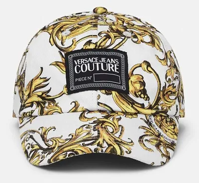 VERSACE JEANS COUTURE 'White & Gold Regalia Baroque' Baseball Cap Hat OS **NWT** • $150