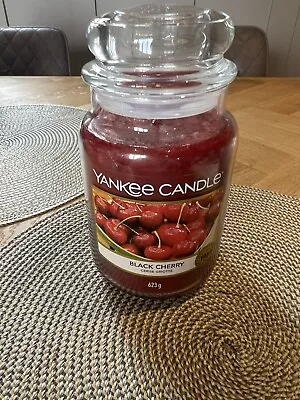 Yankee Candle Black Cherry 623g Glass Jar New  • £15