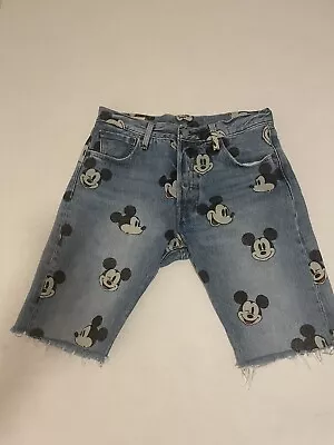 Levi’s Mickey Mouse Disney Jean Shorts Button Fly Cotton 30 Waist   • $44