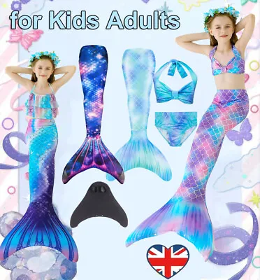 Child Swimwear Bikini Sequins Mermaid Tail Sets Swimsuit Swimming Suit Beachwear • £13.32