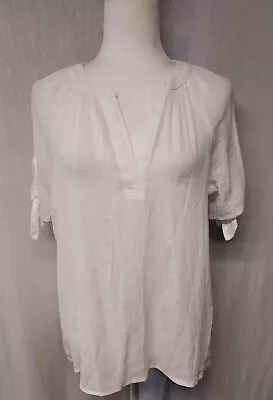 Michael Kors White Short Sleeve Gauze Short Tie Sleeve Top Blouse Size Small • $35.10