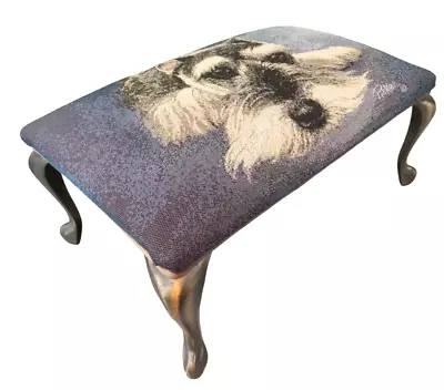 Vintage Metal & Tapestry Foot Rest Stool Footstool Schnauzer Dog Linda Picken • $39.99