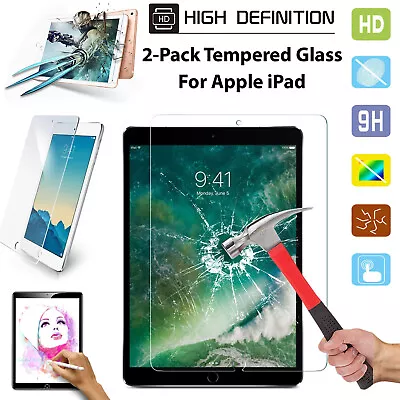 Screen Protective 2 Pack Premium Film Tempered Glass For IPad 10.2  Inch 2021-20 • £5.95