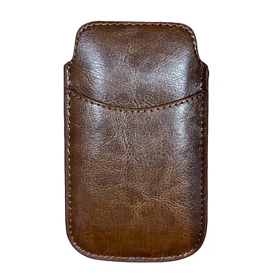 PU Leather Card Slot Pull Tab Case Cover Pouch For Various Mobiles - Brown (XL) • £3.90