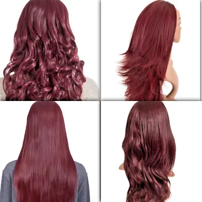 Koko Half Head Wig 3/4 Wig Curly Wavy Straight Or Flicky Burgundy Various Long • £13.99