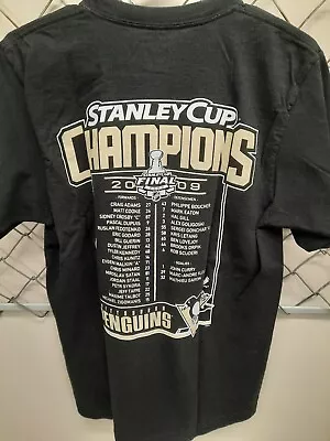 Vintage 2009 Stanley Cup Shirt Mens Small Black Short Sleeve Pittsburgh Penguins • $9.99