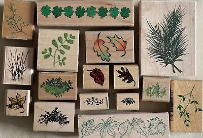 Lot Of 16 Rubber Stamps Leaf Themed Fall Autumn Trees Nature Oak Pine Maple Wind • $29.99