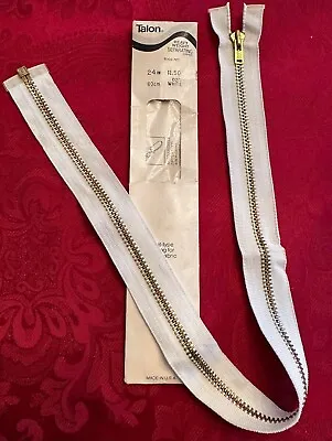 Vintage New Talon White 24 In  Metal Zipper Heavy Weight Open Both Ends Usa Made • $10.99