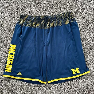 Michigan Wolverines Basketball Shorts Mens XXL Blue Yellow Adidas Performance • $17.95