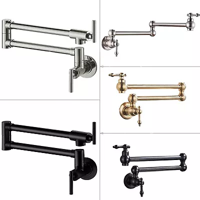 Pot Filler Faucet Wall Mount Kitchen Pot Filler Solid Brass With 2 Handle Faucet • $43