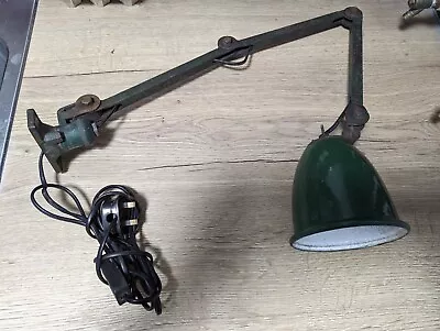 £99.71 • Buy Vintage Machinist Engineers Factory Workshop Green 3 Arm Lamp Light Enamel
