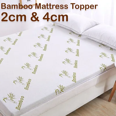 New Quality Bamboo Memory Foam Mattress Topper Antiallergic Orthopedic 2cm / 4cm • £39.99