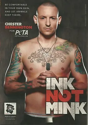 LINKIN PARK Chester Bennington PETA UK A4 Magazine Advert Poster 2012 • £6.50