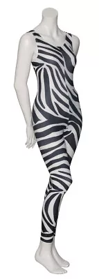 KDC016 Zebra Animal Print Sleeveless Footless Dance Catsuit By Katz Dancewear • £17.50