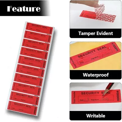 100 X Tamper Proof Evidence Stickers/Security Tape ALT (Void/Open/Signed/Date) • £7.99