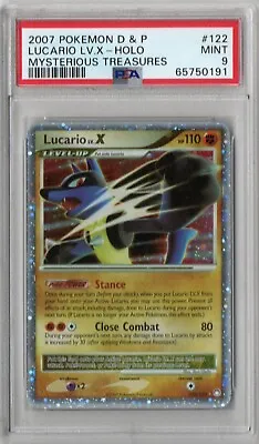 Lucario LV. X 2007 Pokemon D&P Mysterious Treasures Holo PSA 9 Mint #122 • $149.99